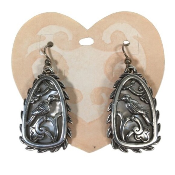 Brighton Bird Earrings MOP Mother of Pearl Drop Dangle Pearlized Silver NEW - Picture 1 of 9